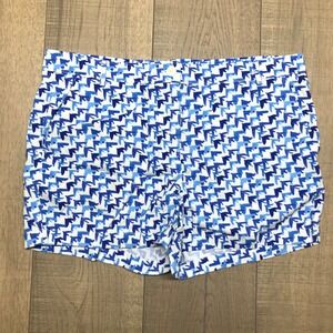 L.L. Bean Shorts Womens Sz 14 Blue Printed Chino‎ Coastal Summer Signature Beach